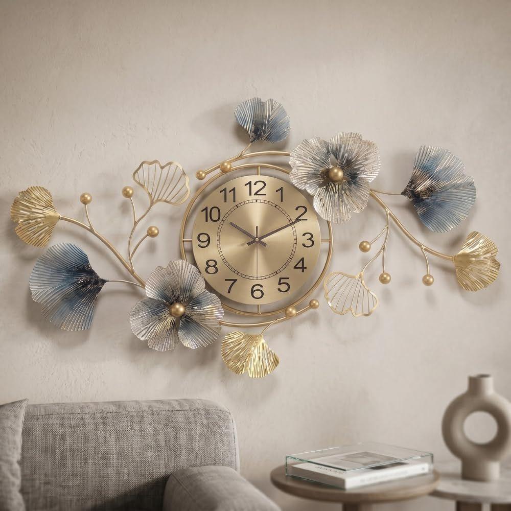 Gold Metal Wall Clock for Hall | Luxury Wall Decor Items for Living Room | Big Size Home Decor
