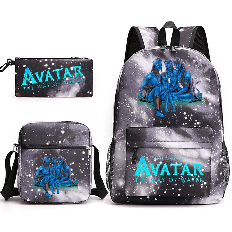 Large Capacity Schoolbag with Shoulder Strap; Student Three-piece Pencil Case Set