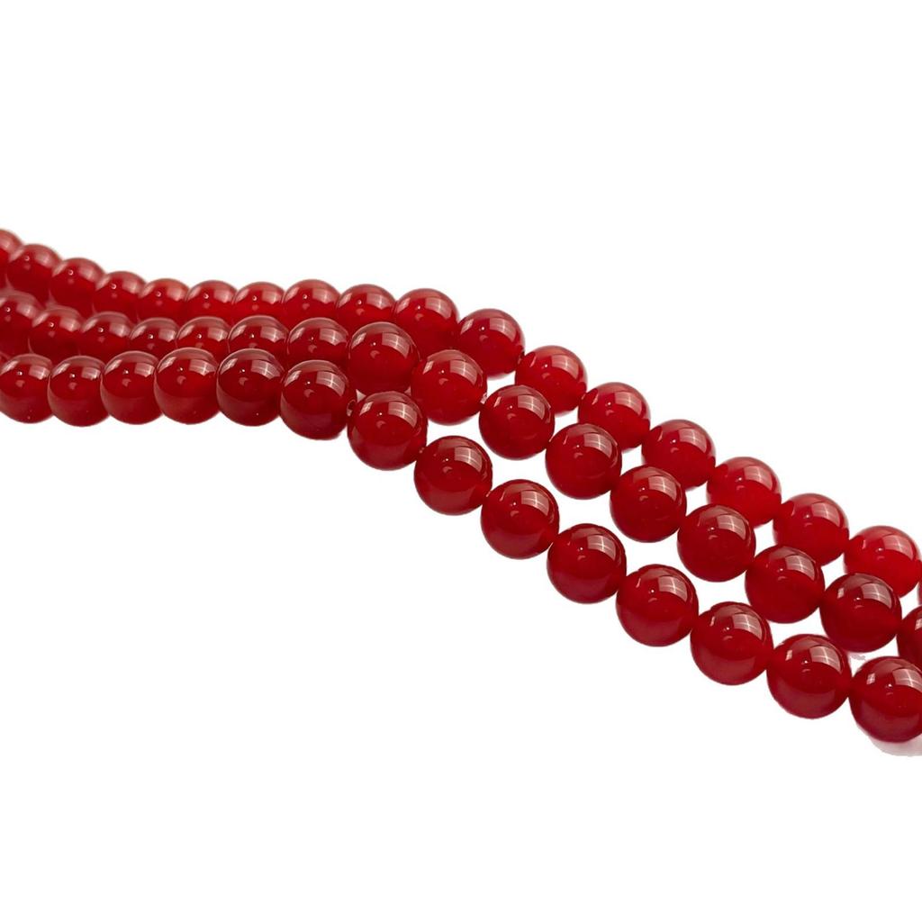 Jing Xi Ji Natural Red Agate Round Beads - DIY Jewelry Accessories