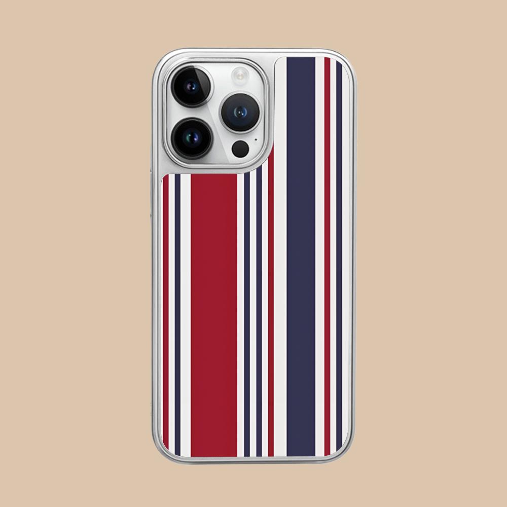 Red Blue Stripe Mobile Phone Case for iPhone 17 16 15 14 13 12 11 Air Pro Max Plus Silver Plating Colorful Cover Luxury Pretty