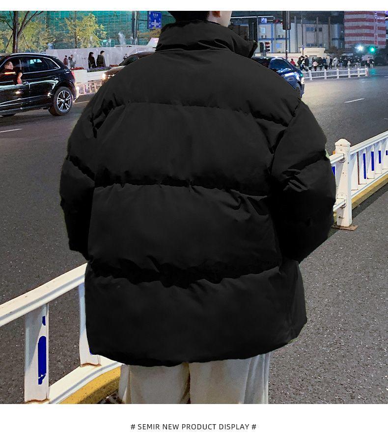 Herren Trendy Winter Stehkragen Baumwolljacke - Hong Kong Stil Vielseitige Oberbekleidung, Einfarbig, Lockere Passform, Warme Brot-Stil Jacke für Paare