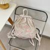 Pastoral small floral retro travel college student letter embroidery shoulder bag travel backpack