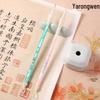 Pincel de Caligrafía Zou Wenguang con Jade Verde y Pelo de Cabra Mango Acrílico para Pintura China – Grado Profesional Principiante.