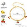 Vnox Gold Plated Fruit Cherry Strawberry Bracelet For Woman New Fashion Stainless Steel Double Chain Bracelet Hand Jewelry