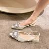 Design Sense Niche Low-heeled Shoes French Retro Single Shoes Late Evening Temperament Celebrity Rhinestone Square Buckle Back with Sandals