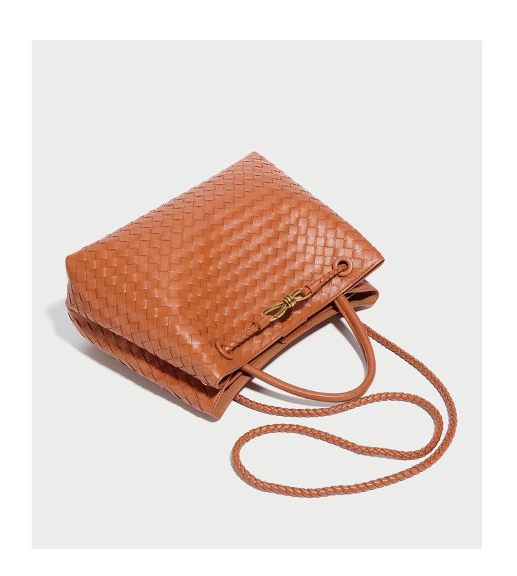 Vintage Woven Tote with Metal Buckle - Versatile Shoulder and Crossbody Bag