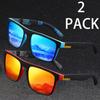 2 Pieces Fashion Vintage Square Sports Sunglasses Men Women Driving Fishing Brand Designer Sun Glasses Retro Man Eyewear UV400