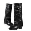 Spicy Cross-border E-commerce Mid-Calf Chunky Heel Pointed Toe Metal Buckle Trouser Boots, Plus Size Women's High Heel Boots.