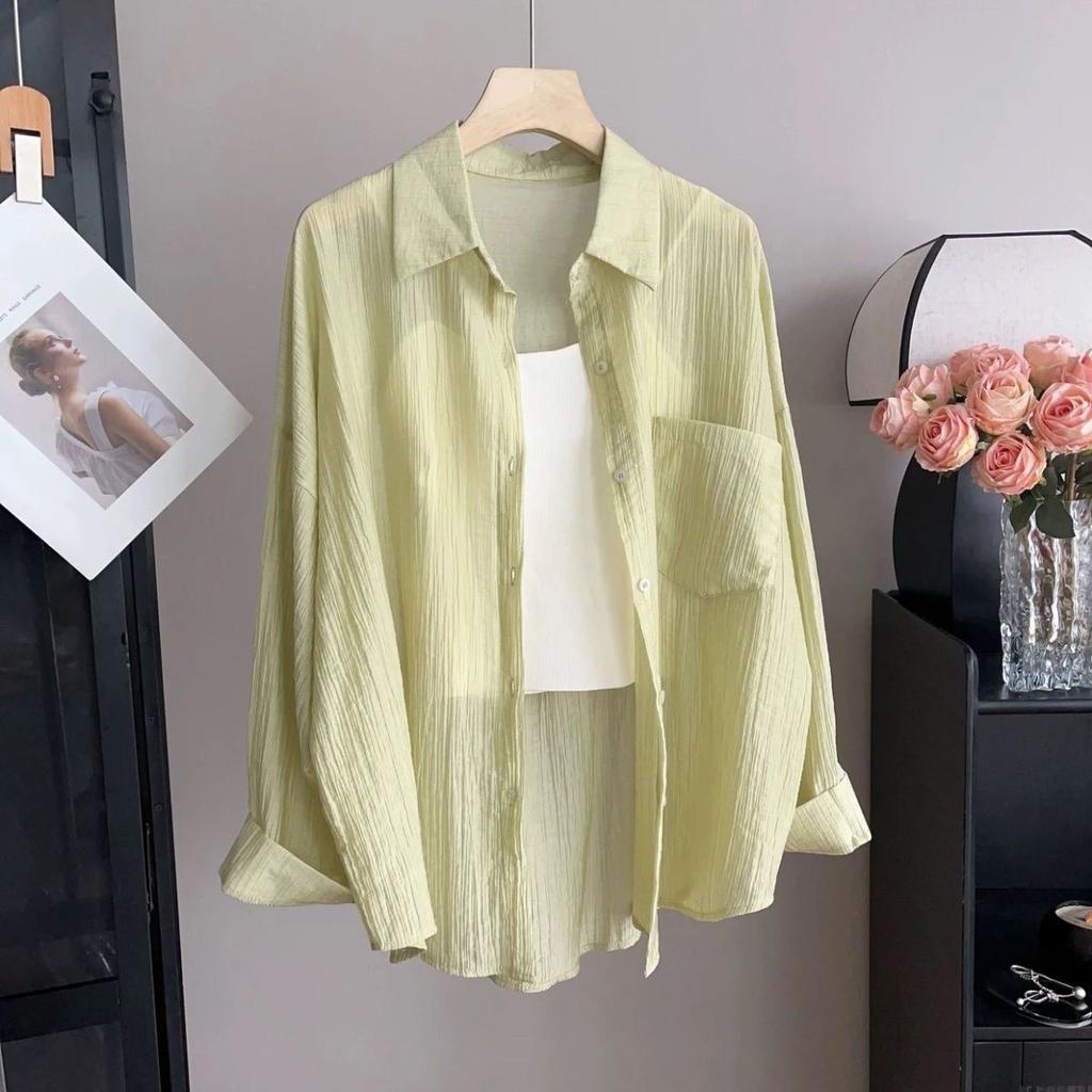 Women's Summer Lightweight Sun Protection Shirt Casual Lightweight Cardigan Top Air-Conditioned Shirt