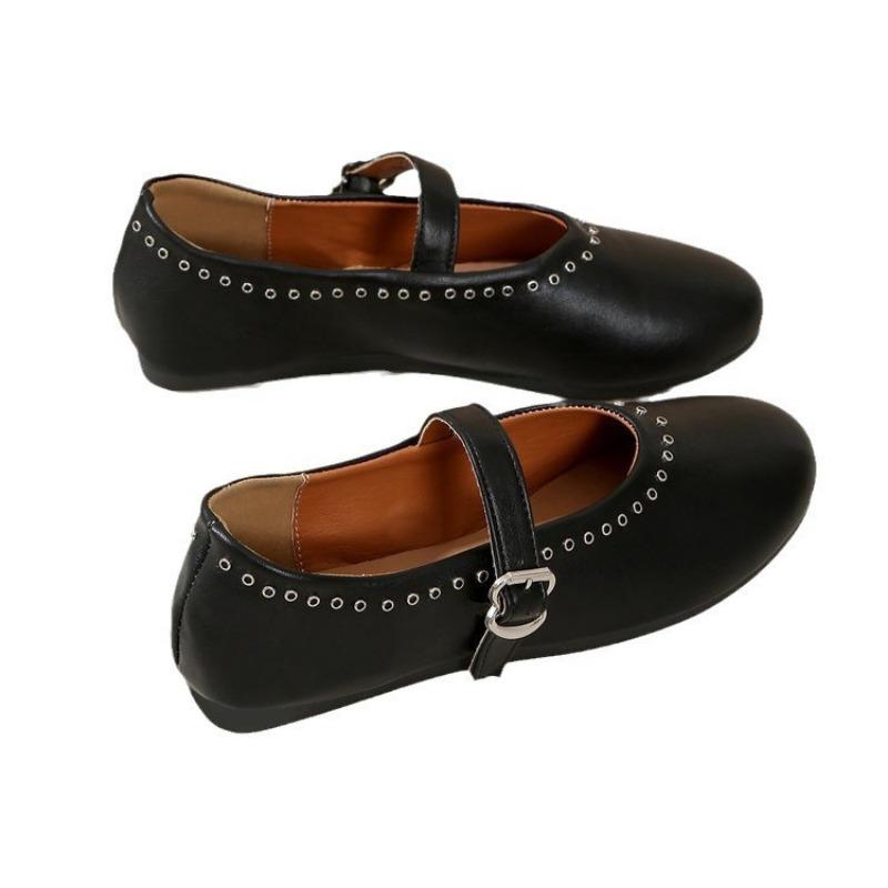 New Round Head Ballet Shoes Women's Comfortable Soft Sole Soft Surface Word with Mary Jane Single Shoes