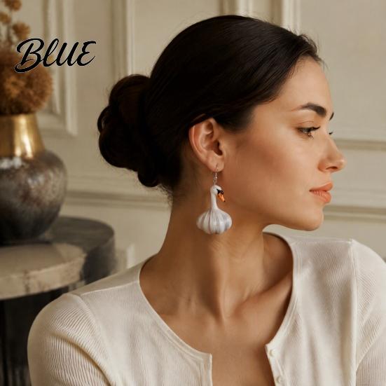Unique Novelty Garlic Duck Earrings 1 Pair Funny Earrings Garlic/Banana Dangle Drop Creative Cartoon Jewelry for Women Women Cute Acrylic