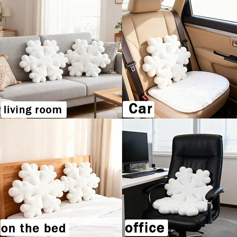 Comfortable Snowflake Pillow/Seat Cushion, Soft White Decorative Mat, Suitable for Sofa and Bed,Easy To Care, All-Season Comfort