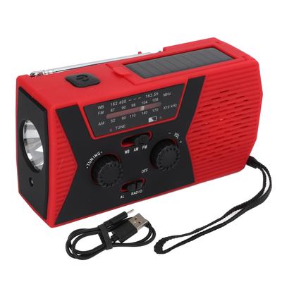 Hand Crank Radio Waterproof AM FM WB Emergency Radio 2.7 To 4.2V Weather Warning Solar Powered