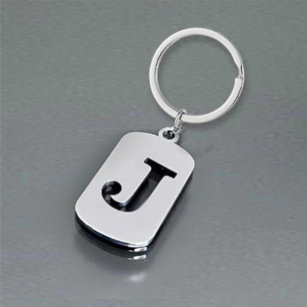 Stainless Steel 26 English Letters Keychain - Stylish Alphabet Pendant for Backpack or Car