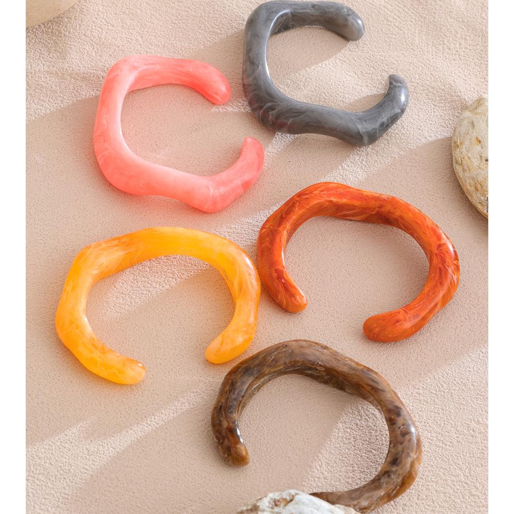 Eetit Colorful Resin Trendy Cuff Bracelet Bangle Multi-color Waterproof Fashion Wrist Jewelry Gray Pink Orange Brown Cheap