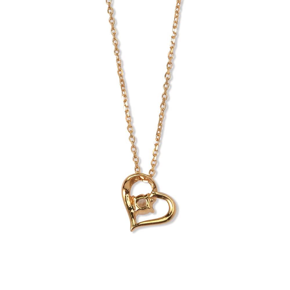 [Bloom] Silver Yellow Gold Plated Cubic Zirconia Heart Necklace 0772-1562-0019-0000