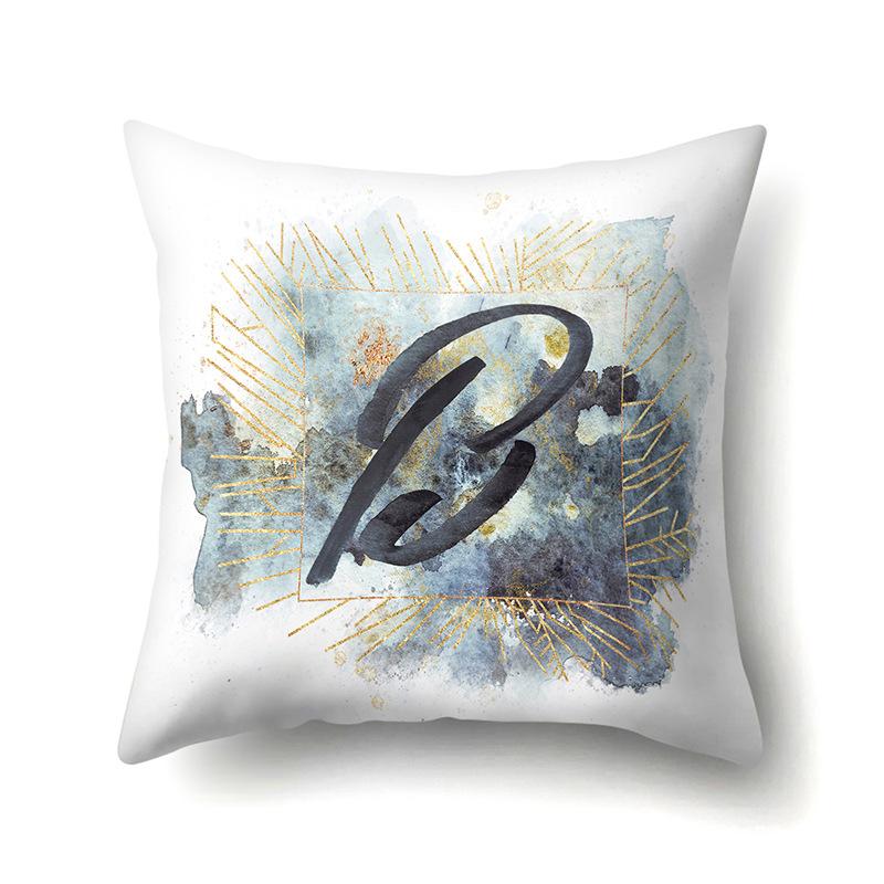 Polyester Pillowcase Home Car Decoration Printing Pillowcase 26 English Letters Sofa Cushion Cover