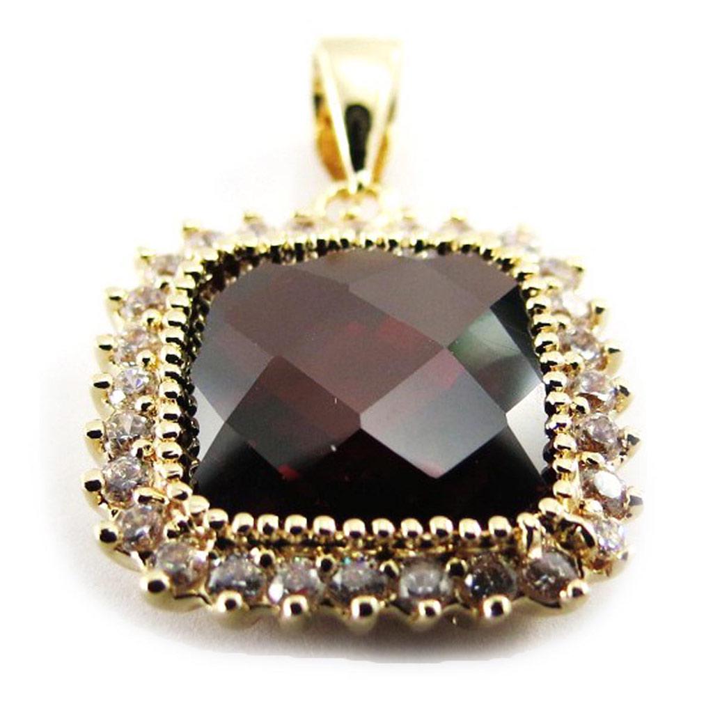 Les Trésors De Lily [J5314] - Gold Plated 'Sissi' Golden Garnet Pendant - 15x15 Mm
