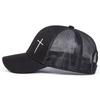 Men Cross Embroidered Baseball Cap Mesh Hat Outdoor Adjustable Sunscreen Leisure Hat Spring Autumn Travel Tourism Beach Vacation