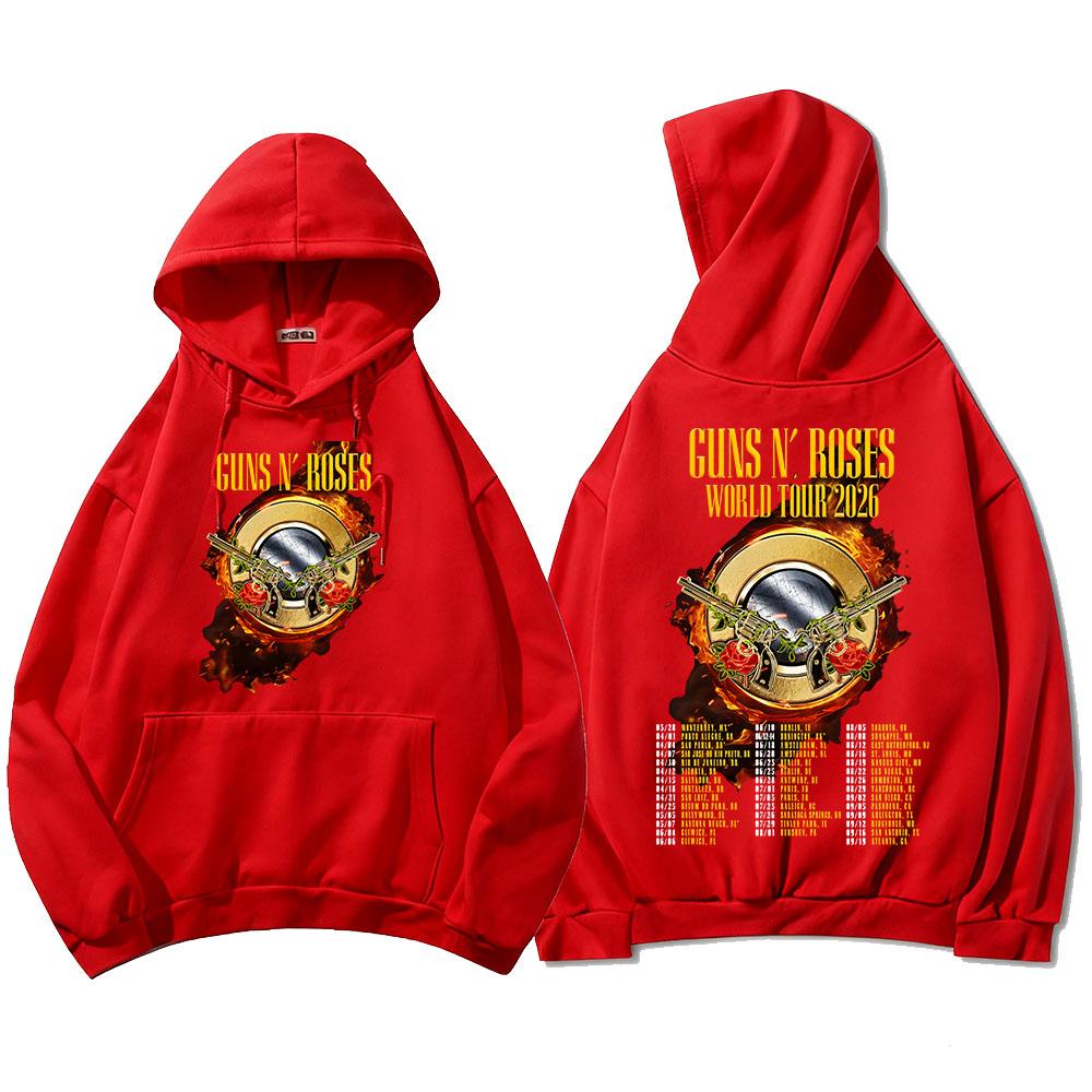 GUNSN' ROSES World Tour 2026 Hoodies Winter Long Sleeve Fashion Hooded Sweatshirts Hip Hop Unisex Streetwear Fleece Men Clothing