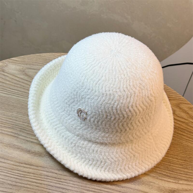 New Elegant Curling Top Hat Women's Foldable Basin Hat Bucket Hat Autumn and Winter Warm Hat