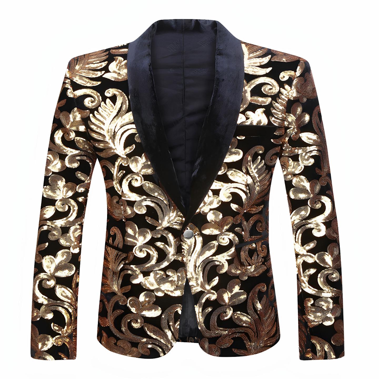 

Детские Модные Пиджаки Блейзеры с Золотыми Блестящими Пайетками и Цветочным Узором 14Y чёрный/золотой