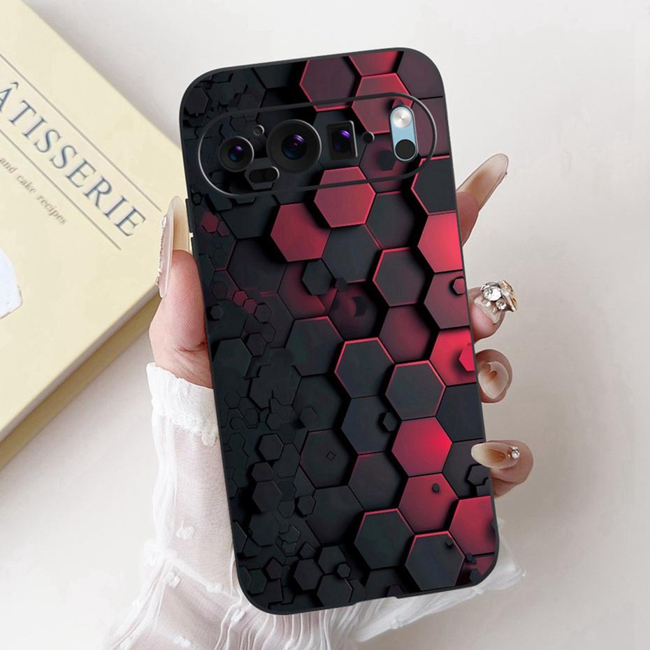 Beautiful Floral Painting Phone Case For Google Pixel 9 Pro 9A Black Silicone Soft Cover For Google Pixel9 9A 9Pro Cases Bumpers