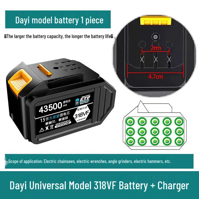 Large Art Lithium Battery for Electric Wrench, Angle Grinder, Hammer, Saw, and Hair Dryer