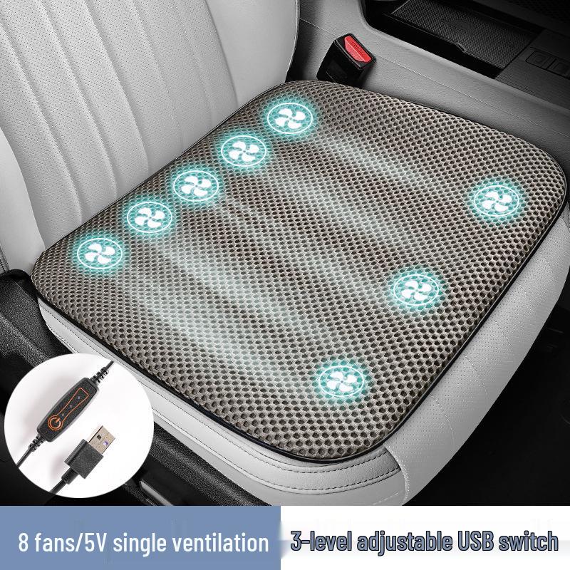 2024 USB Ventilated Cooling Pad: Ice Silk Blower Seat Cushion for Car and Office