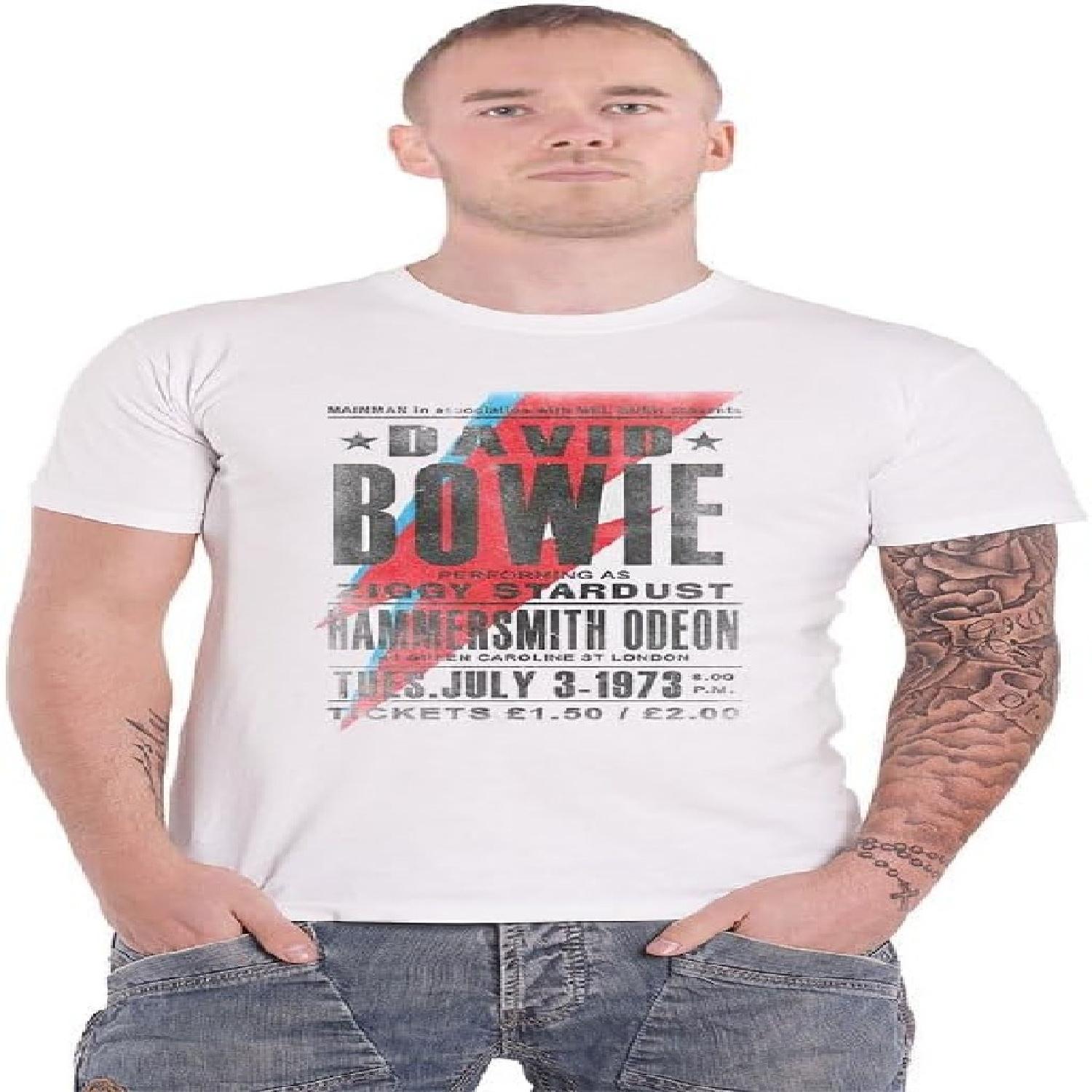 Rock Off officially licensed products David Bowie Hammersmith Odeon T Shirt White S