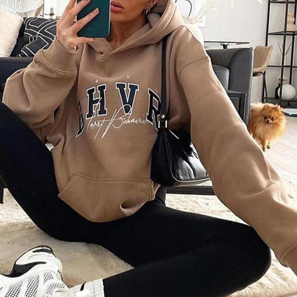 Hoodies Women Fashion Sweatshirts Long Sleeve Hoodies Print Letter Female Casual Sportswear