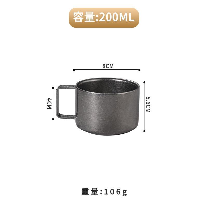 BR304 Stainless Steel Coffee Cup Retro Double-layer Heat-resistant Mug Silver Coffee Cup Afternoon Tea Cups and Saucer Set TeacupEY