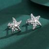 Exquisite Pentagram Zircon Sterling Silver Earrings for Women's Simple Starfish Earrings Sterling Silver Jewelry Graduation Gift Party Silver Jewelry