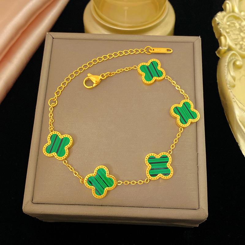 Lucky Four-Leaf Clover Bracelet - Colorful, Light Luxury, High-End Feel, Pairs with Necklace & Earrings