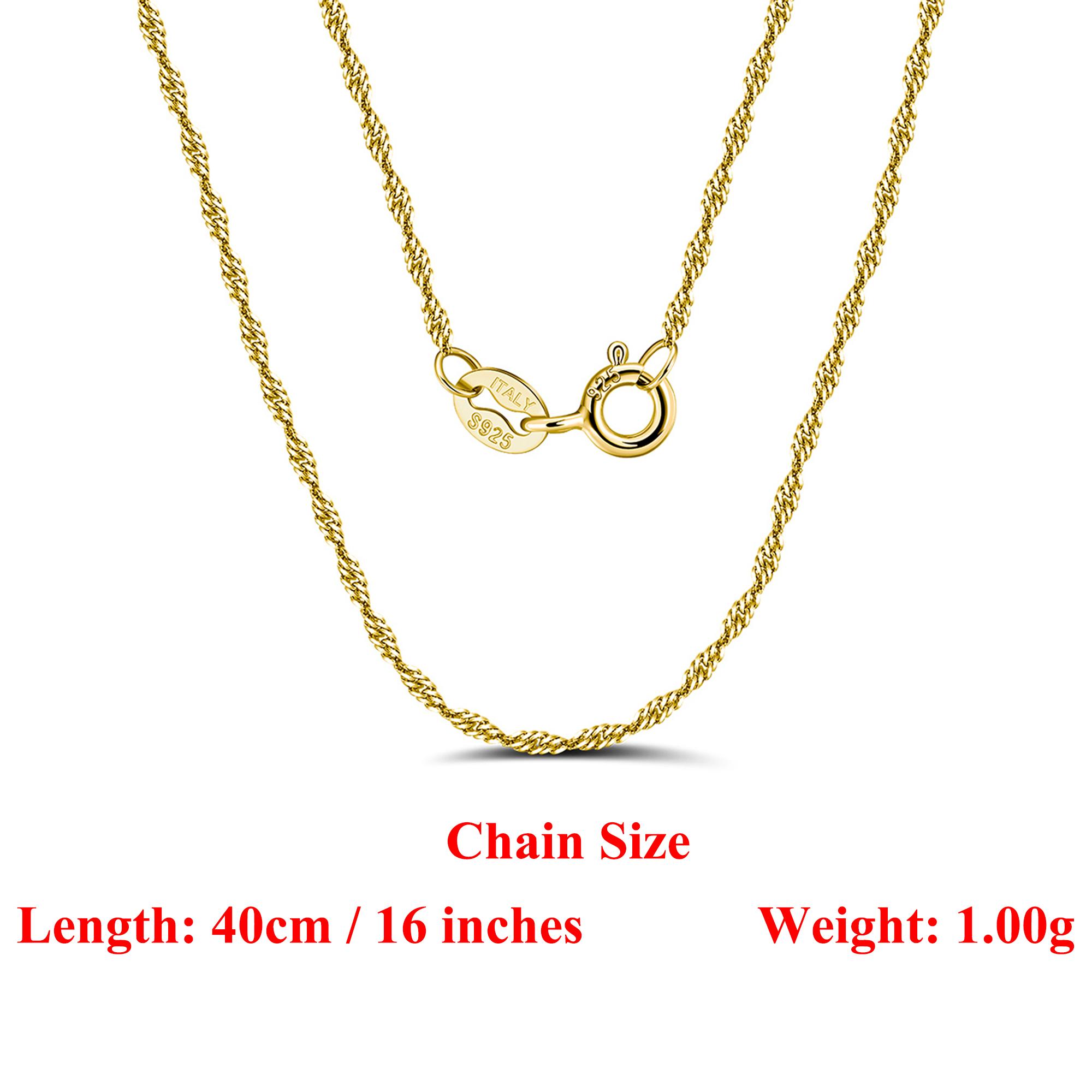 

Effie Queen 100% S925 Silver 18k Gold 1.5mm Ripple Chain Choker Necklace Simple Jewelry for Women, Men Birthdays Party Gift SC02