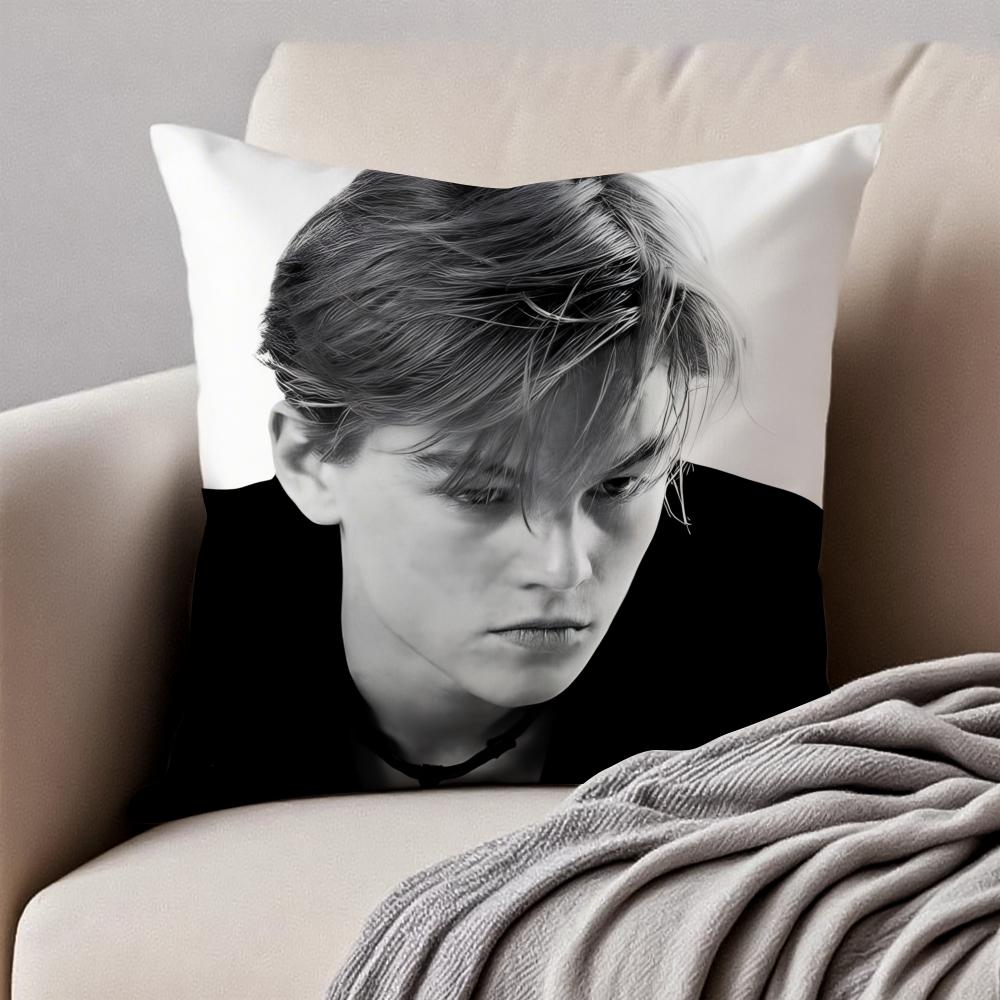 Handsome Actor lLeonardo DiCaprio Cushion Cover Pillowcase Antidustmite Invisible Zipper Short Plush Sofa Cushion