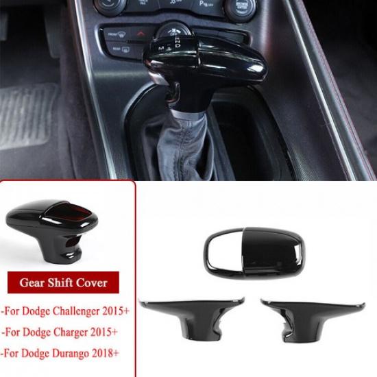 

3x Gear Shift Knob Handle Decor Cover For Dodge Challenger 15+Durango 18+ Black
