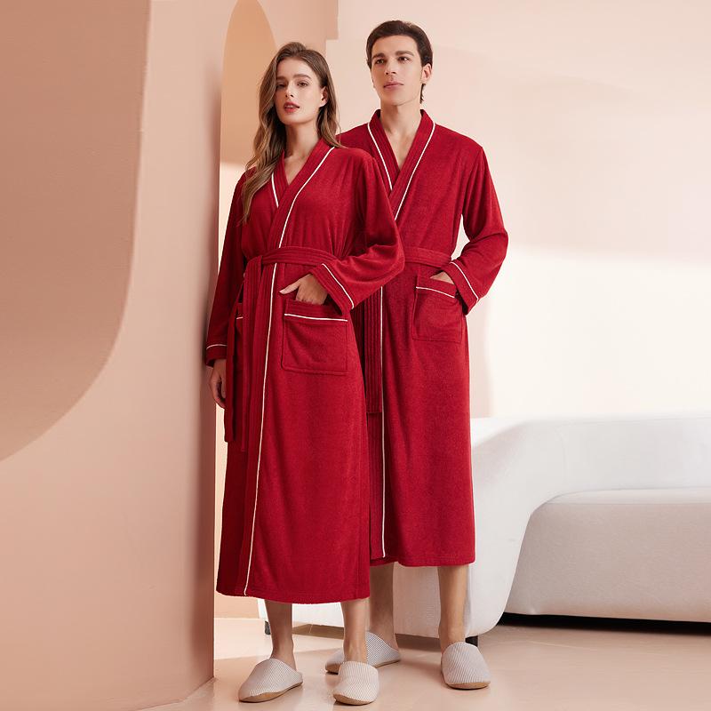 Unisex Quick-Dry Water-Absorbent Bathrobe: Four-Season Long-Sleeve Yukata with Towel Material