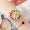 New Fashion Steel Band Watch with Colorful Rhinestone Markers and Quartz Calendar