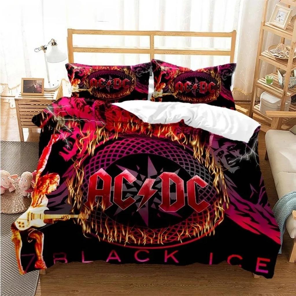 Comforter Fashion Ac/Dc Rock Band Bedding Set Ac/Dc Band Pattern Twin Full Queen King