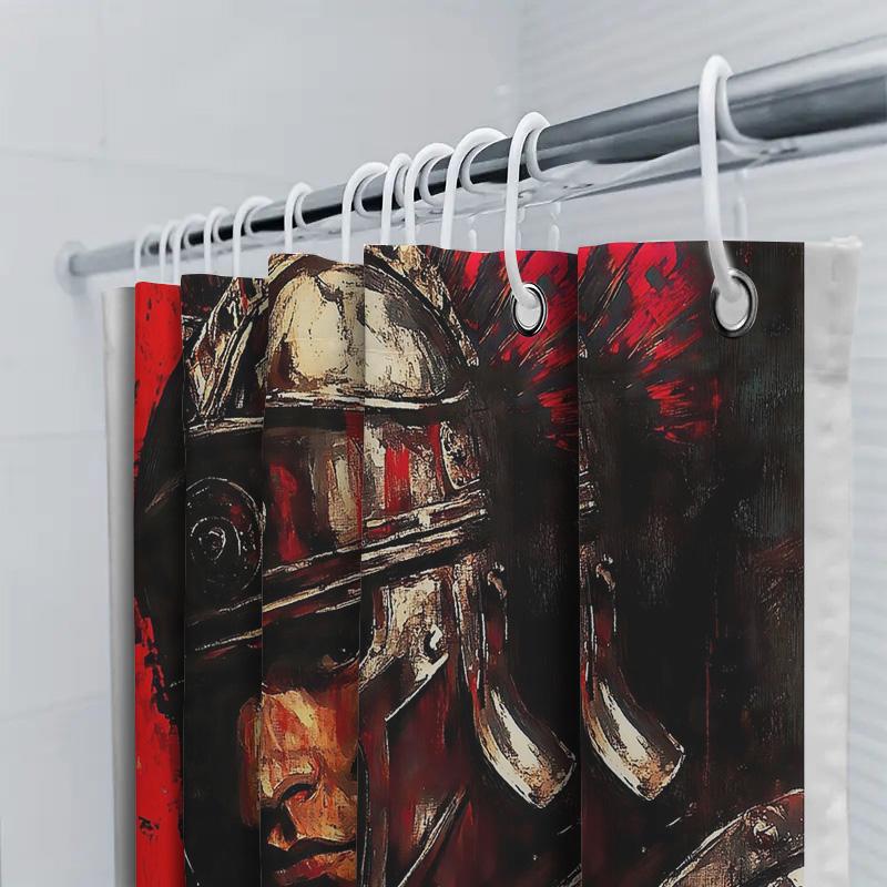 Römischer Gladiator Duschvorhang Vintage Krieger Badezimmer Dekoration Mittelalterliche Schlacht Druck Waschraum Hängende Wandteppich Künstlerische Wohntextilien