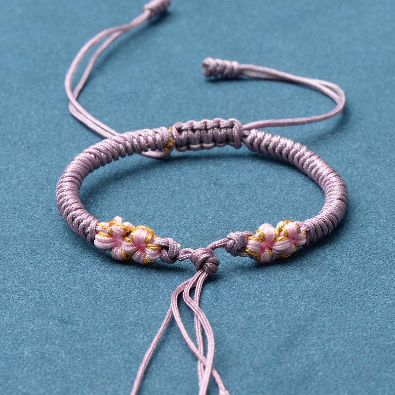 Ręcznie robiona tkana bransoletka z węzłem brzoskwiniowym na sznurku - DIY Szczęśliwy jadeitowy sznurek pleciony ręcznie w stylu chińskim