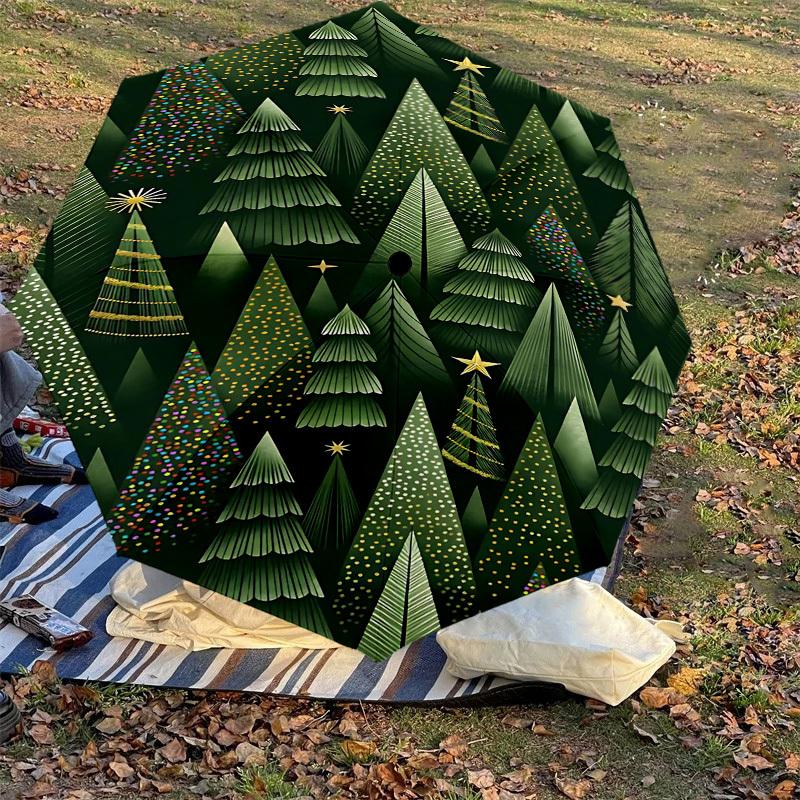1pc Christmas Trees Automatic Open/Close Umbrella Compact Folding Umbrella with 8-Rib Shaft for Women/Men, Elegant Birthday1231S