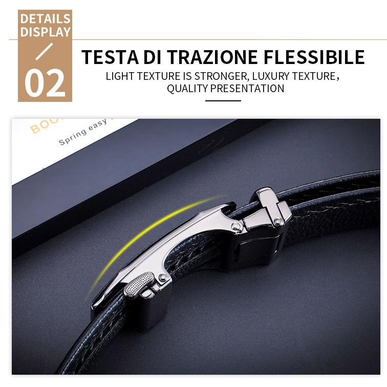 BULLCAPTAIN Men's Genuine Top Grain Leather Belt - Heavy Duty Soft Leather, Auto-Buckle, Business Casual Style