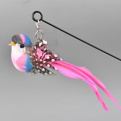 Cat Teaser Toy Wand Cat Toy Removable Suction Double Simulated Chirping Bird Game 2 In 1 For Weight Management Agility Training