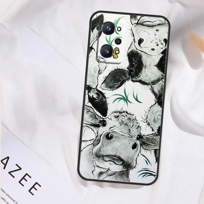 Cute Cow Moo Case For Realme GT7 Pro GT6 11 12 13 14 15 Pro Plus C55 C53 C35 C33 C61 C65 C67 C53 C71 C75