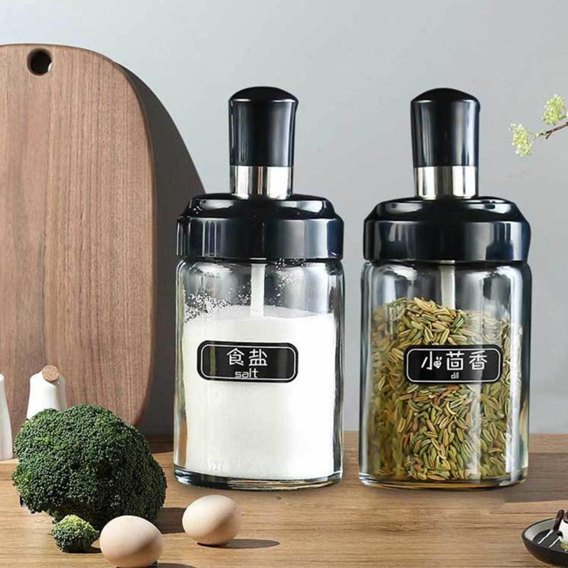 1/2/4Pcs Glass Condiment Bottle Spice Seasoning Bottle Kitchen Storage Dispensers