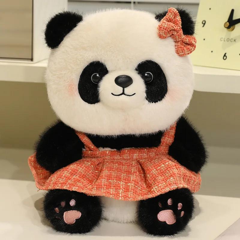 Good Quality Cartoon Panda Plush Toys Cute Elegant Cozy Panda Doll Wearing Princess Dress Sweater Kids Gift Multiple Styles
