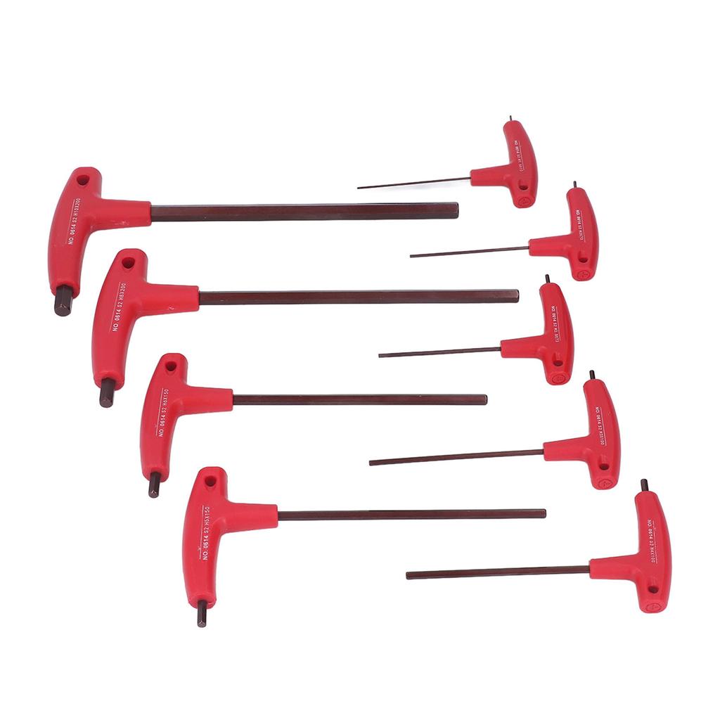 Set 9 Bucăți Chei Hexagonale Metric Mâner T Rezistență la Coroziune S2 Instrument de Strângere Șuruburi pentru Repararea Vehiculelor
