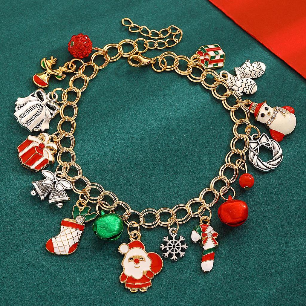Christmas Women's Bracelet: European & American Creative Snowflake, Reindeer, Bell, Santa Claus Drawstring Design
